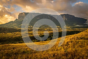 Tepuy near Mount Roraima at the golden hour photo