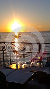 Sunset from the terrace of a restaurant at Elba Island Tuscany Italy