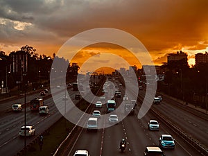 Sunset On A Thika Superhighway In Nairobi City County Kenya East African photo