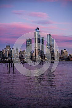 Sunset on thw skyscrapers of Manhattan New York and the Hudson river in winter - 2 photo