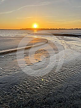 Sunset and tide pools at St Helena Island South Carolina photo