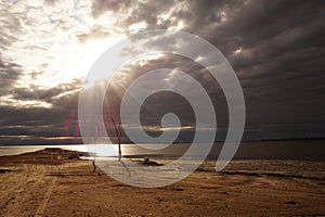 Carhue beach on a stormy day photo