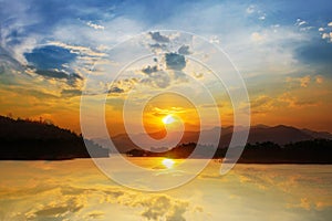 Sunset time at Kaeng-Krachan Dam Thailand National Park