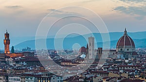 Sunset Time Lapse of Florence Skyline in Italy