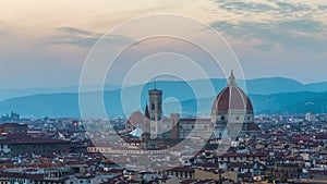 Sunset Time Lapse of Florence Skyline in Italy