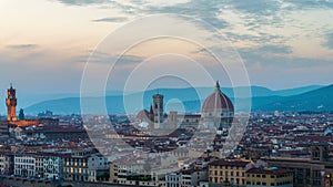 Sunset Time Lapse of Florence Skyline in Italy