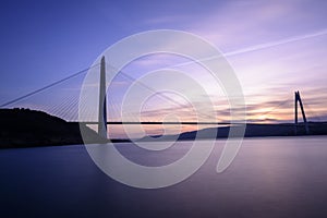 Sunset time on new bosphorus bridge of Istanbul