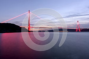 Sunset time on new bosphorus bridge of Istanbul