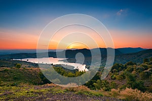 Sunset time over the dam
