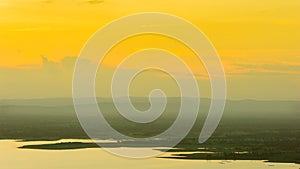 sunset time over lake