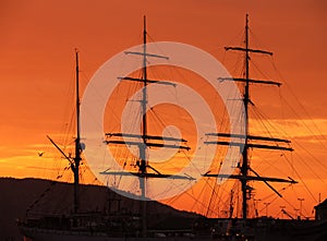 Sunset to seacoast in Bergen (Norway)
