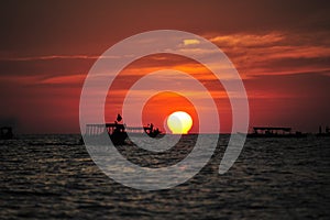 Sunset in Tonlesap lake