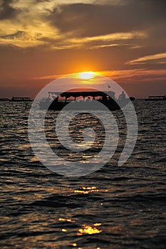 Sunset in Tonlesap lake