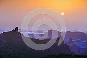 Sunset from the top of  Pico de las Nieves, Gran Canaria Island