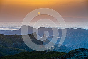 Sunset from the top of Pico de las Nieves, Gran Canaria Island