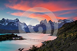 Sunset at Torres Del Paine photo
