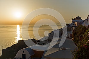 Sunset in Town of Oia, Santorini, Tira Island, Cyclades