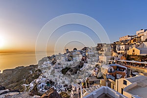 Sunset in Town of Oia, Santorini, Tira Island, Cyclades