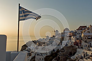 Sunset in Town of Oia, Santorini, Tira Island, Cyclades