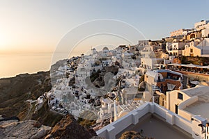 Sunset in Town of Oia, Santorini, Tira Island, Cyclades