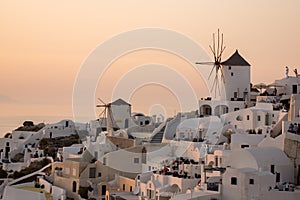 Sunset in Town of Oia, Santorini, Tira Island, Cyclades