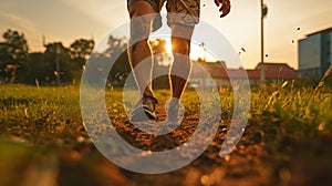 Sunset Trail Run Through Countryside Farmland