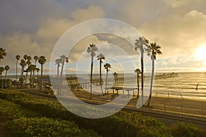 Sunset Train at San Clemente Pier