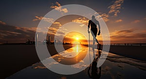 Sunset Training: A Determined Paralympic Athlete on the Track.Generated image