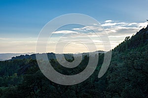 Sunset, trees, mountains, way to PoÃ§o Azul, National Park of Pe