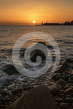 Sunset at Triana beach in Gran Canary