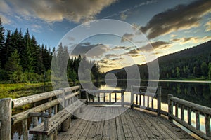 Sunset in Trillium Lake photo