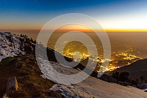 Sunset at Triund, Mcleod ganj, Dharamsala, himachal pradesh, India.