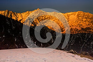 Sunset at Triund, Mcleod ganj, Dharamsala, himachal pradesh, India.