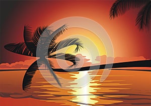 Sunset on the tropical beach