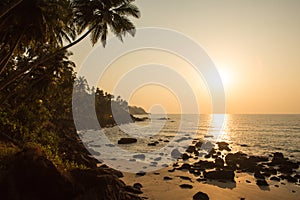 Sunset on the tropical beach India