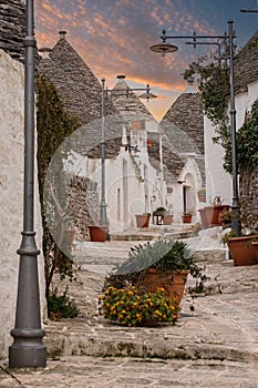 Sunset at Trulli of Alberobello, Puglia, Italy