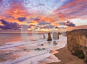 Sunset at Twelve Apostles, Great Ocean Road, Victoria, Australia