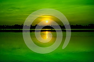 Sunset with twilight light at Ping river