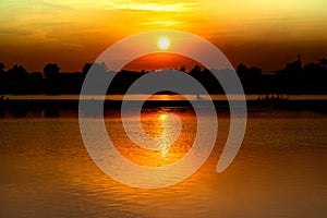 Sunset with twilight light at Ping river