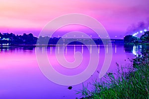 Sunset with twilight light at Ping river