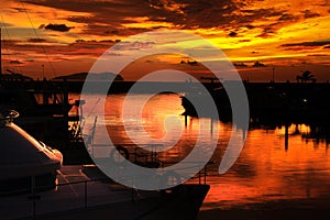 Sunset, Twilight Zone Over Marina