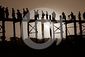 Sunset on U Bein Bridge, Amarapura, Myanmar Burma