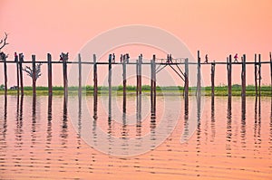 Sunset in U Bein bridge, Myanmar