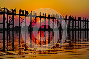 Sunset in U Bein bridge, Myanmar