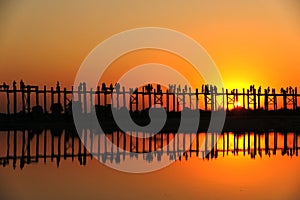 Sunset at U Bein bridge, Myanmar