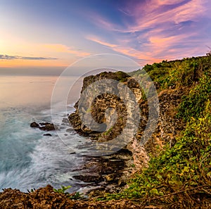 Sunset at Uluwatu cliff