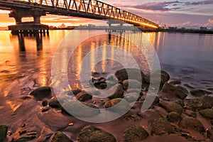 Sunset under the Bridge photo