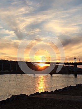 Sunset under the bridge