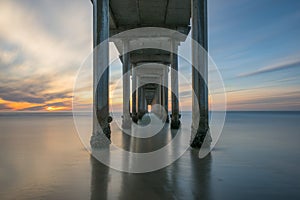 Sunset from under Scripps Pier in La Jolla California