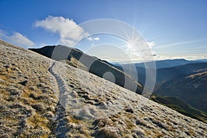 Sunset under Skalka mountain during autumn in Low Tatras mountains